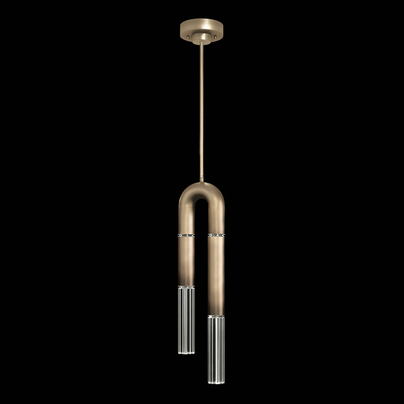 Luminaire suspendu rond 7 po Antonia, Ombre bronze / nickel