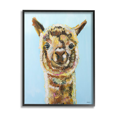 " Happy Llama Farm Animal Face " by Jen Seeley Painting Print