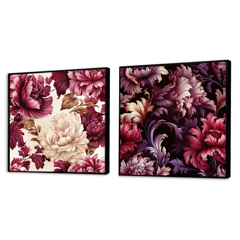 Regency Damask Grandeur Victorian, Cadre flottant noir, H 16 po x l 33 po