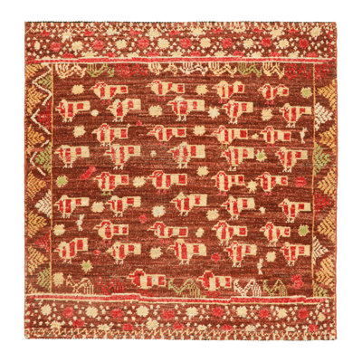 Rug & Kilim’S Custom Square Rug Design With Geometric Patterns And Pictorials