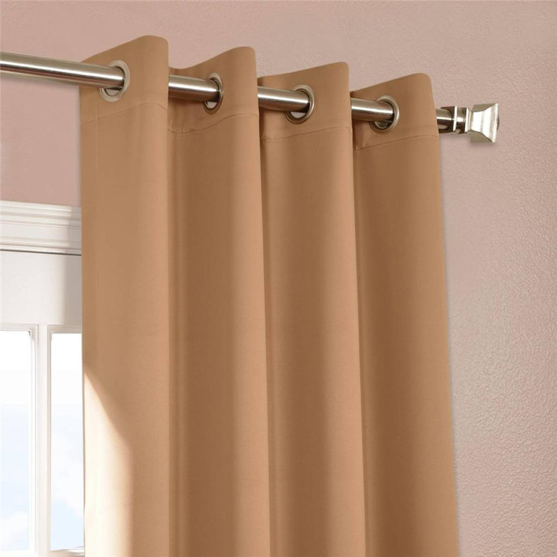 Room Darkening Grommet Single Curtain Panel, Alpaca Tan, 50" W x 108" L