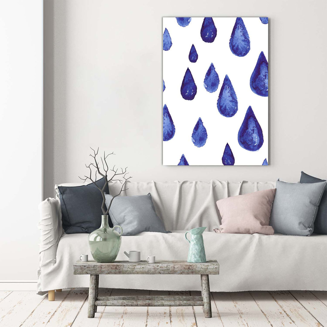 Blaue Tropfen - Kunstdrucke auf Leinwand - Wrapped Canvas