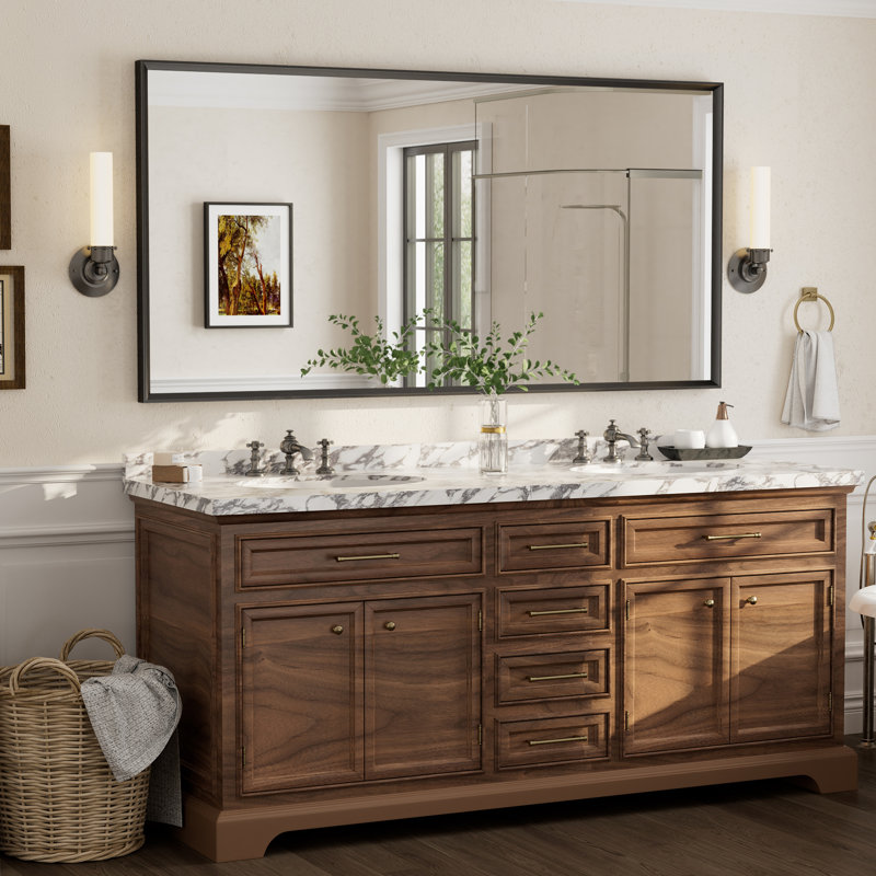 Miroir mural Amara, 72 po x 36 po, Matte Black