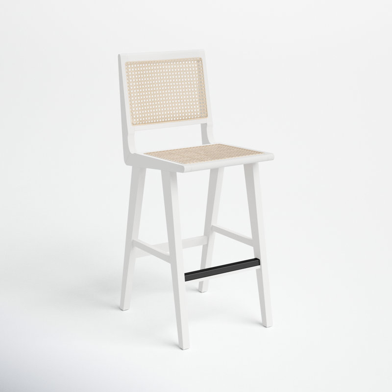 Atticus Counter Stool with Solid Wood Frame, White, Bar Stool (29.5" Seat Height)