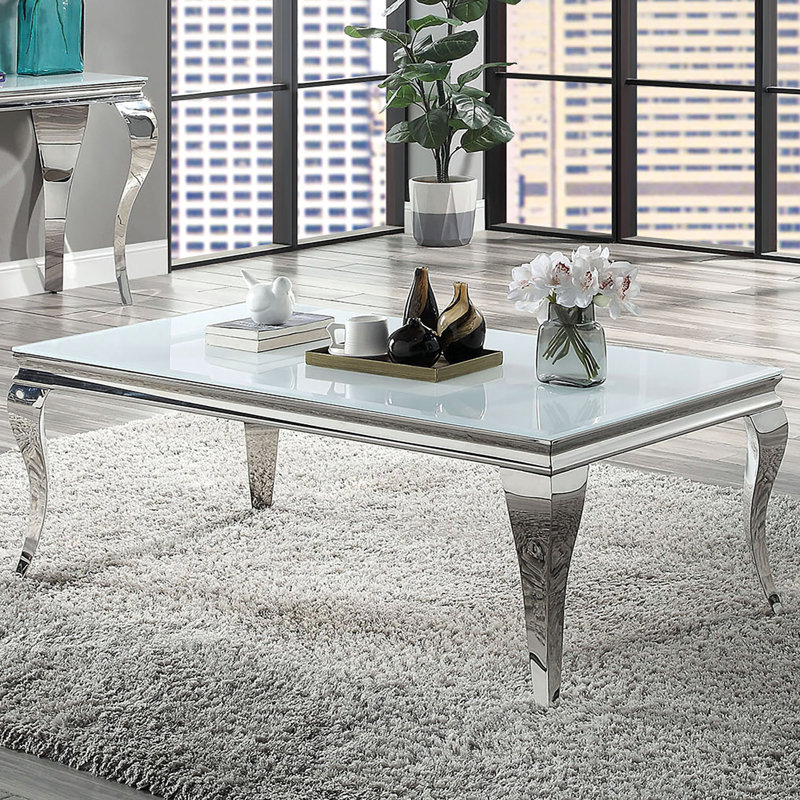 Table basse l 50,6 po, blanc, Blanc