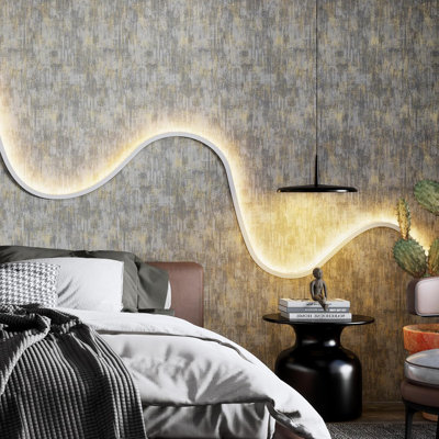 Vintage Metallic Peel And Stick Wallpaper - Self-Adhesive Vinyl Wallpaper For Modern Industrial Decor, Easy Application And Removal, Perfect For Smooth Surfaces