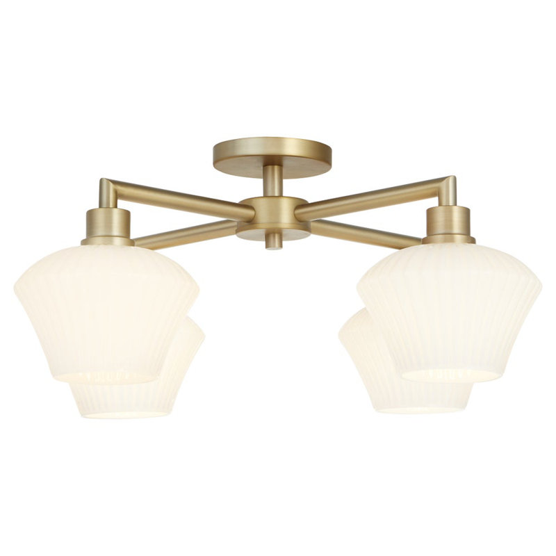 Monsita Glass Semi Flush Mount, Antique Brass