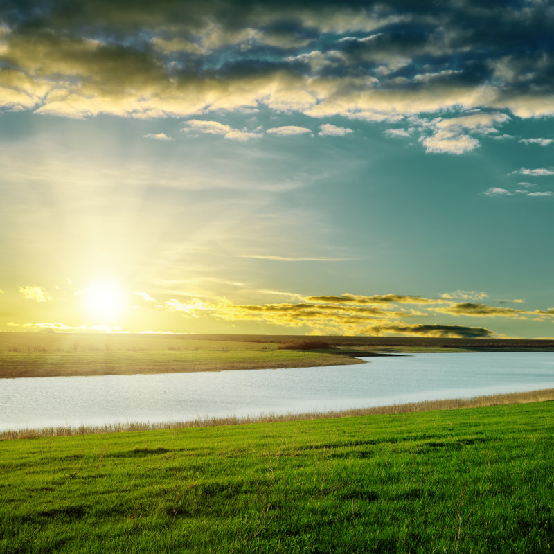 Good Sunset Over River by Mycola - Wrapped Canvas Print, 30cm H x 30cm W