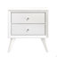 Table de chevet 1pc blanc pattes angulaires ronde bronze boutons ronds 2 tiroirs table de chevet