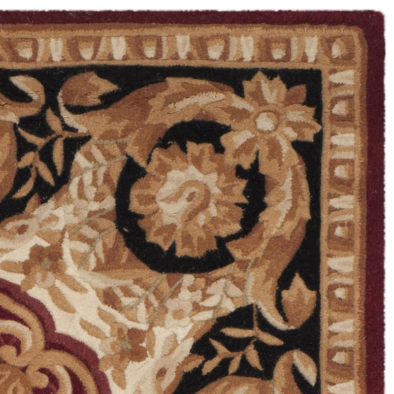 Naples Burgundy and Black Hand-Tufted Wool Rug