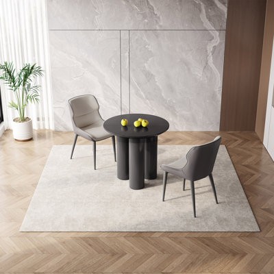 29.92" Modern Round Black Dining Table Set with 2 Chairs for Kitchen, Bar, Living Room, Small Space