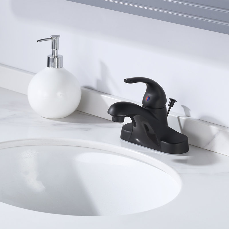 Centerset Single-handle Bathroom Faucet with Drain Assembly, Matte Black