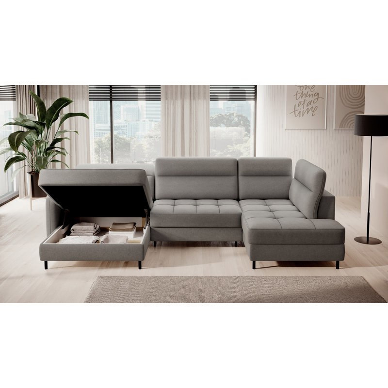 Mela 5 Seater Sofa Bed, Grey, Left Hand Facing