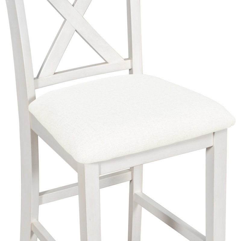 Ensemble de salle à manger à hauteur de comptoir 4 personnes Toriana, Noyer, Blanc, Blanc / blanc