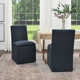 Keaton 21" Wide Modern No Assembly Upholstered Linen Side Dining Chair with Casters