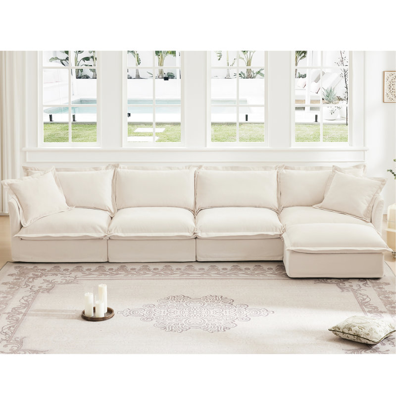 Chenille Sectional With Removable Covers And Spacious Seating Area Modern Fabric 3 Detachable