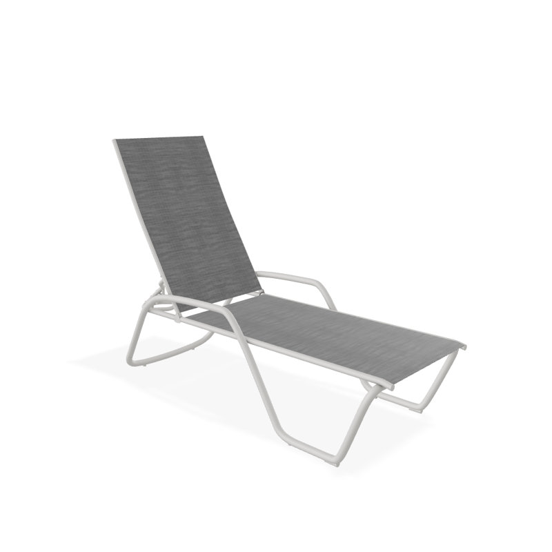 Outdoor Rust-Resistant Metal Chaise Lounge, Textured Snow, Collect Charcoal