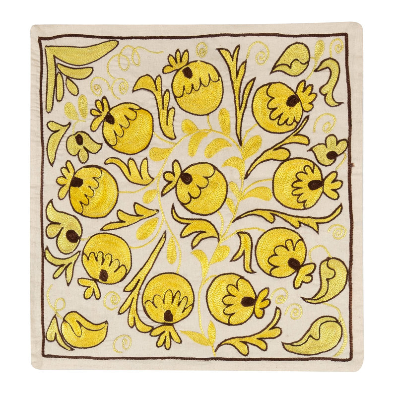 Housse de coussin décorative faite à la main. Housse de coussin en soie brodée. Housse de coussin Suzani 19 x 19 po
