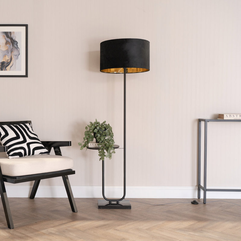 Ahlayla 146cm Floor Lamp, No, Black/Gold, Matte/Black