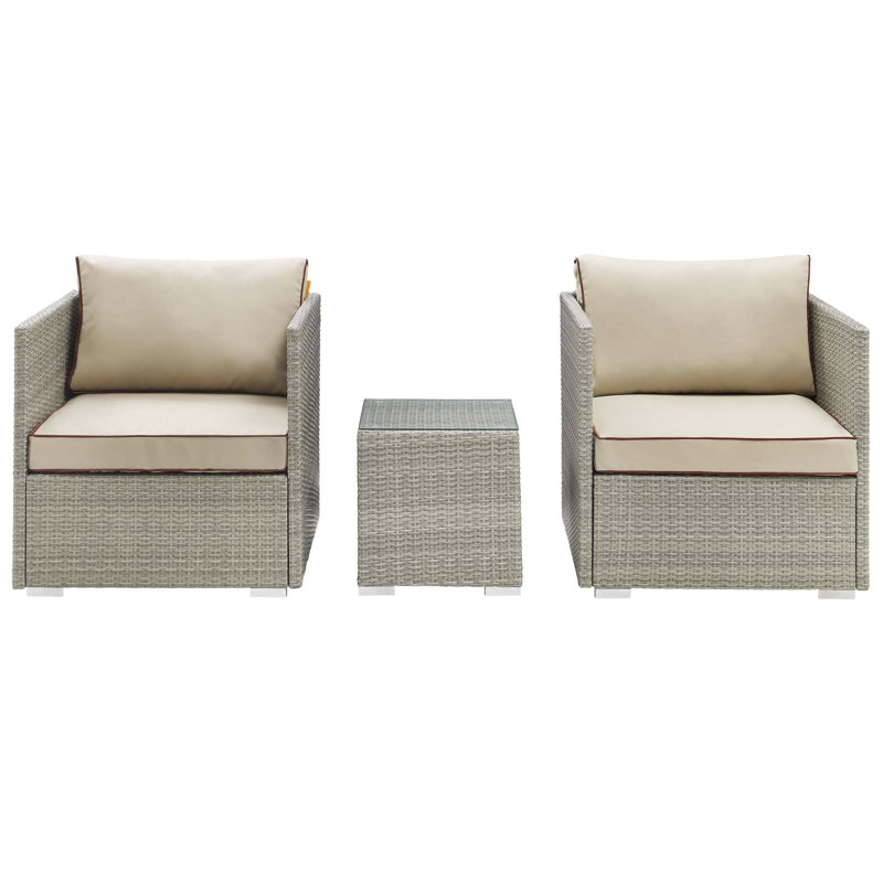 Heinrich 3 Piece Conversation Set with Cushions, Beige