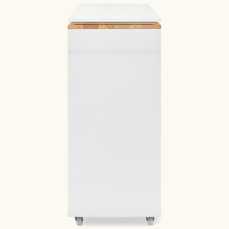 Rolling Kitchen Island With Extended Table, White