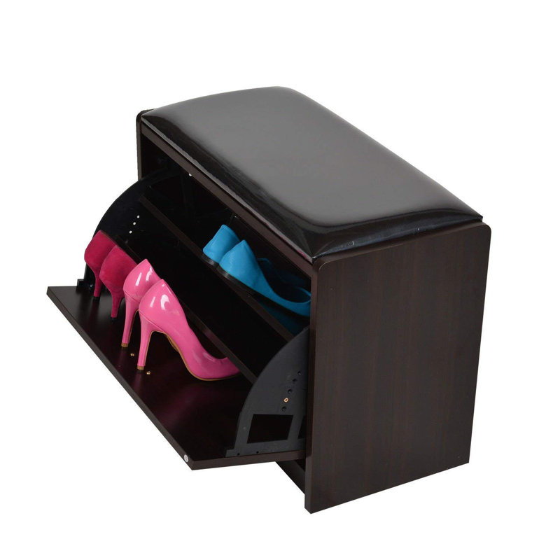 Tabouret meuble-lavabo Shandra, Noyer foncé / blanc