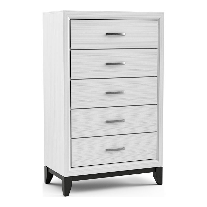 Ferris 5-Drawer Chest, White/Black