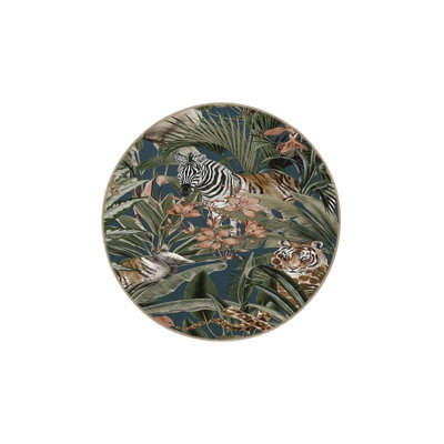 Forest and Animal Zebra Pattern Modern Decorative Machine Washable Rug