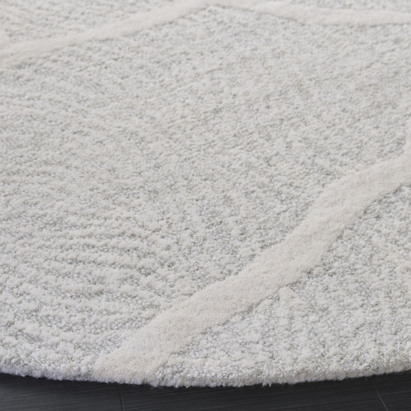 Tapis abstrait en laine touffeté à la main Arthav 402, Rond 6 pi