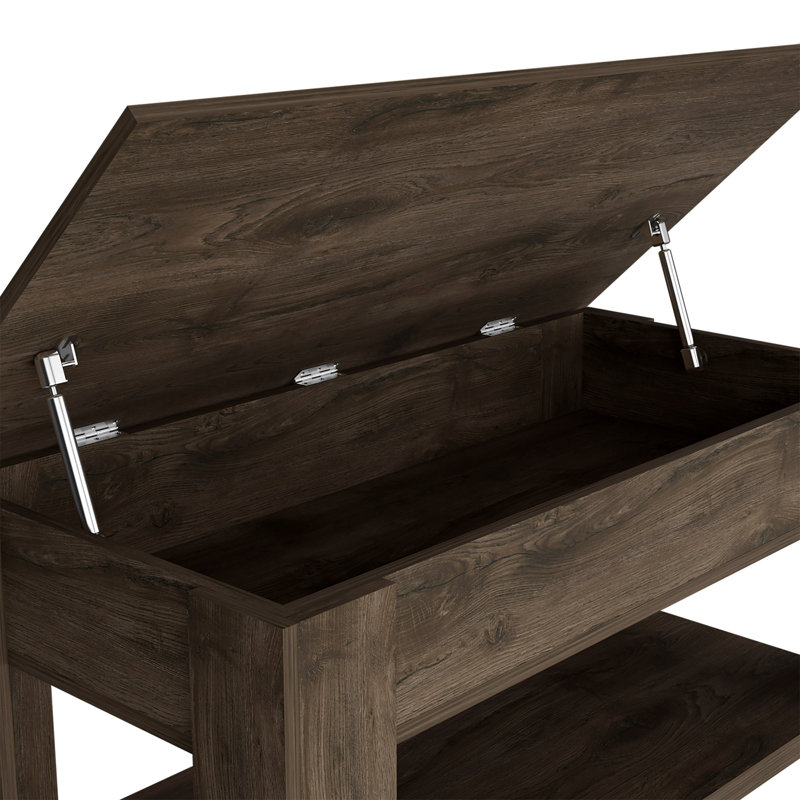 Storage Table Polgon, Extendable Table Shelf, Lower Shelf, Dark Brown