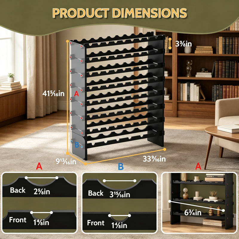 Support à vin autoportant, porte-bouteilles en bambou avec supports de rangement en forme de vague, tablettes modulables empilables en bois pour cuisine, bar, cave, salle à manger