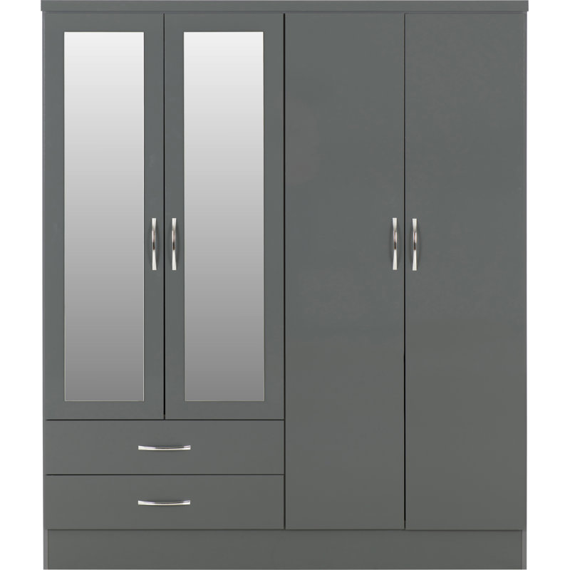 Cascio 4 Door Wardrobe, Gloss Grey