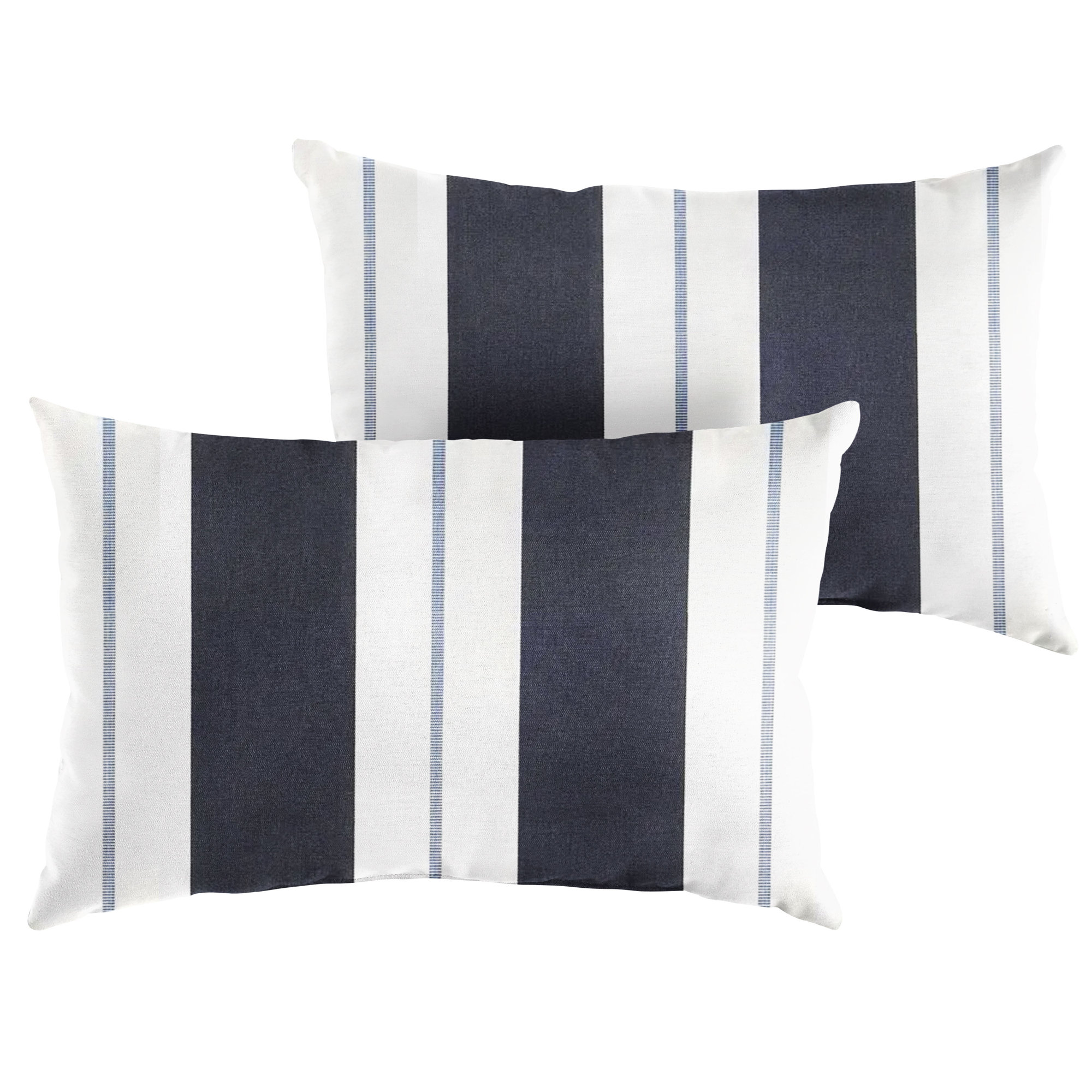 Deana Striped Sunbrella® Indoor/Outdoor Lumbar Throw Pillow, 14" H x 24" W, Blue/White
