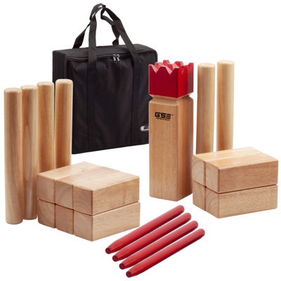 Premium Oak Hardwood Kubb Game Set. Outdoor Backyard Lawn Throwing Toss Game For Kids & Adults
