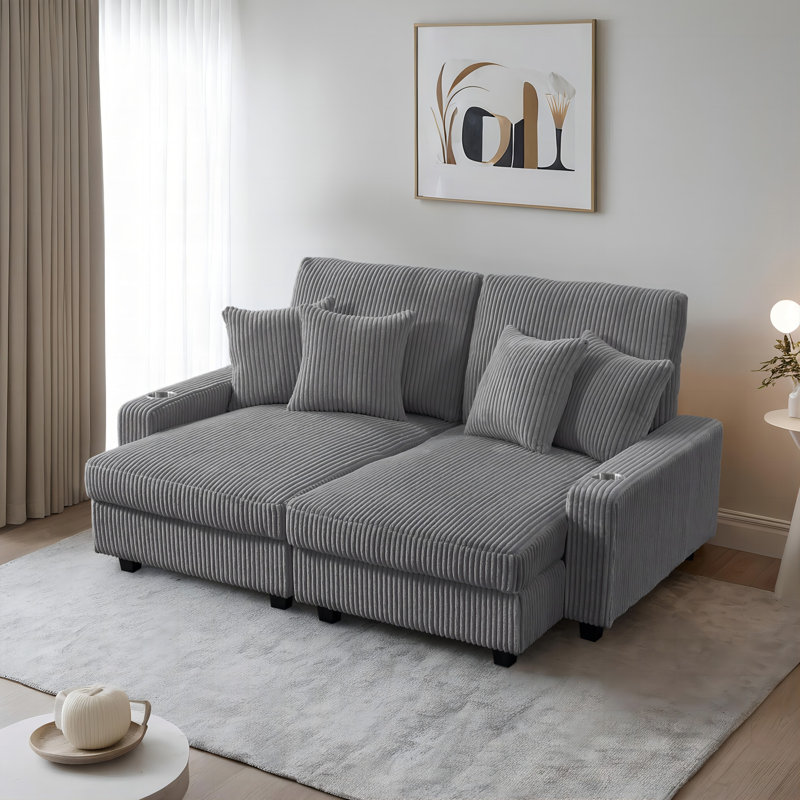 Graicyn Velvet Chaise Lounge, Gray