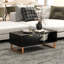 HOMCOM Marble-Effect Coffee Table with Storage, Drawer, Fluted Door-621835043