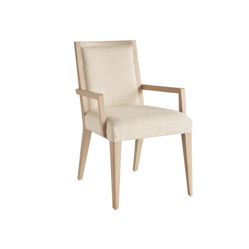 Sunset Key Upholstered Back Arm Chair, Cream Polyester Blend
