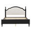 Lit plateforme classique en bois avec tête de lit tapissier-126553059