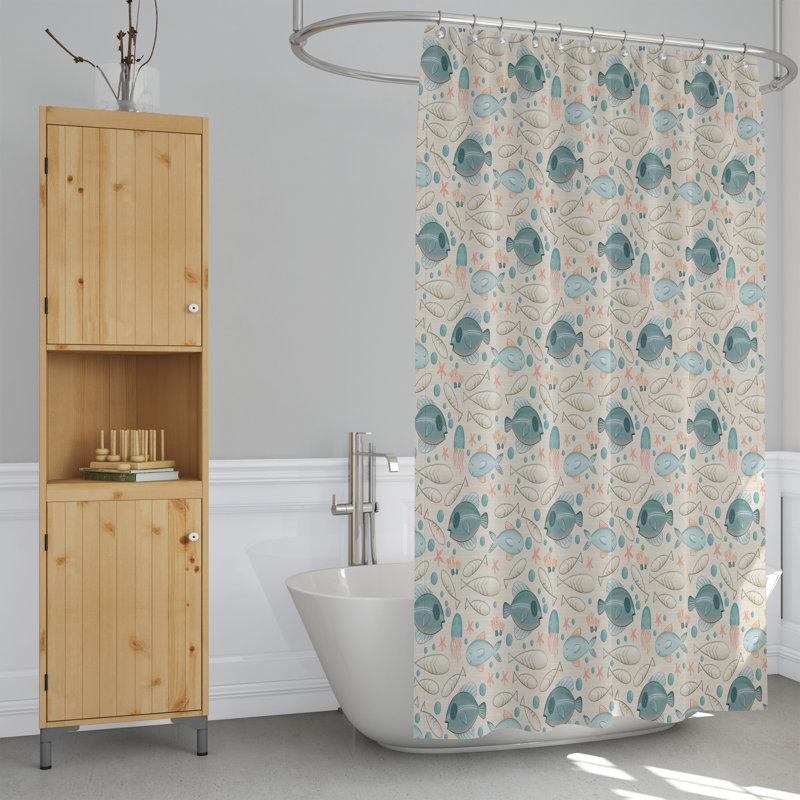 Rideau de douche simple + crochets, H 72 po x l 70 po