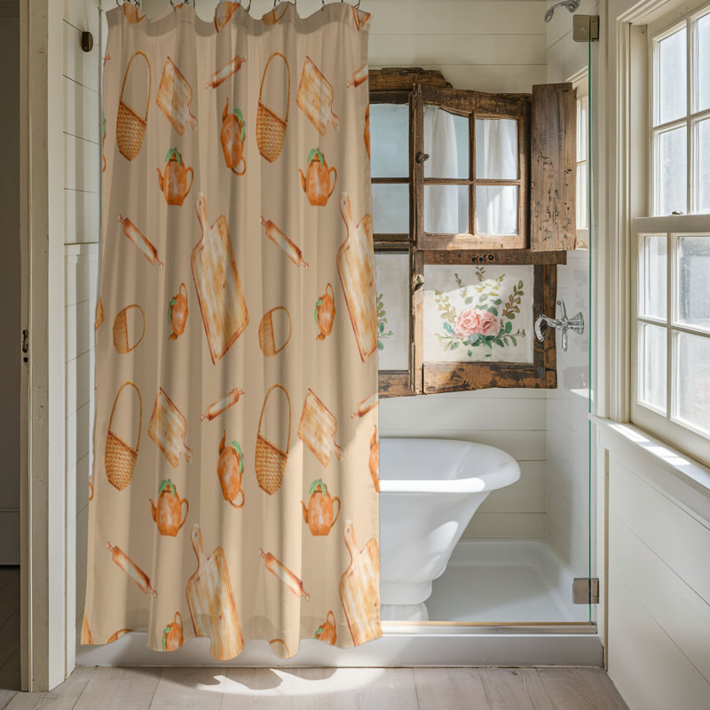 Orange Burst - 1 Piece Standard Shower Curtain, 74"H x 71"W