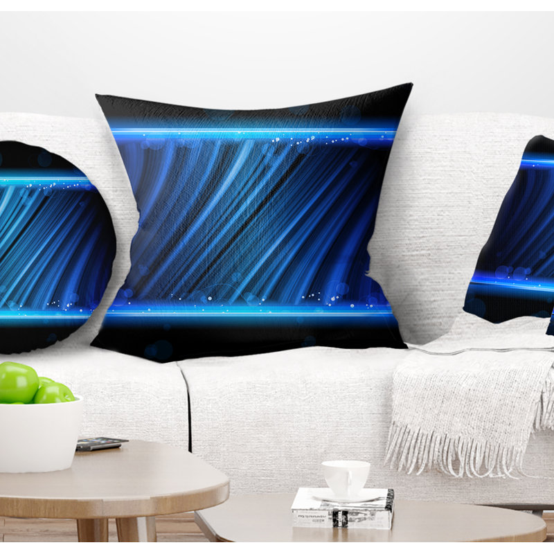 Disco Blue Waves - Abstract Printed Pillow, 16" x 16", Throw Pillow
