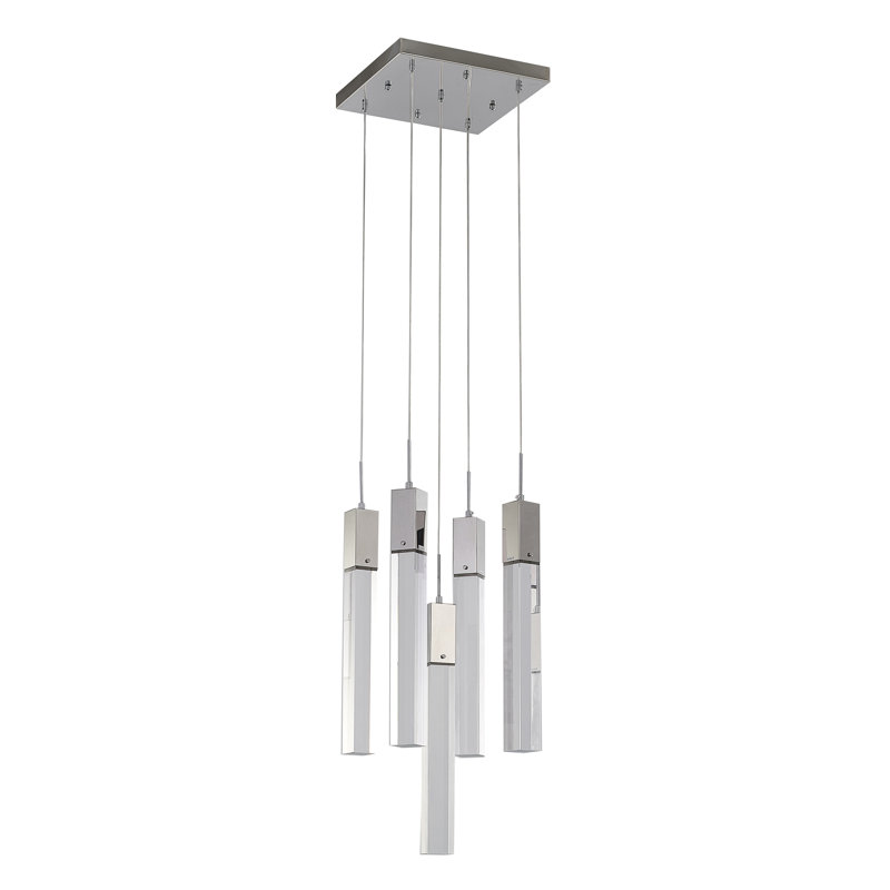5-Light Chrome Chandelier With A Clear Crystal, Chrome, Clear