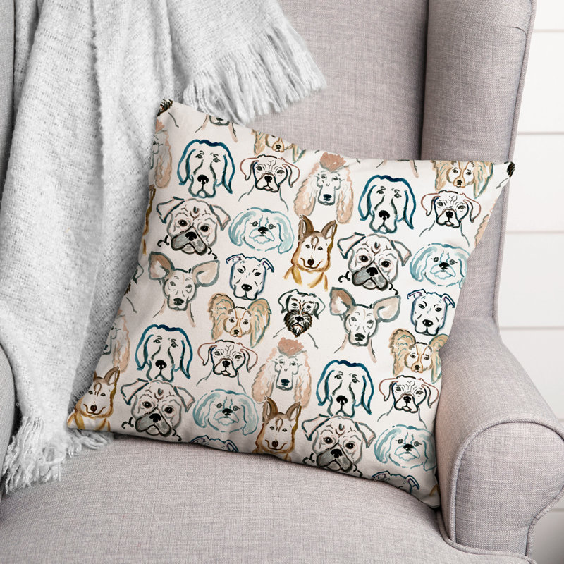 Dog Face Sketch  Throw Pillow, 20"H x 20" W