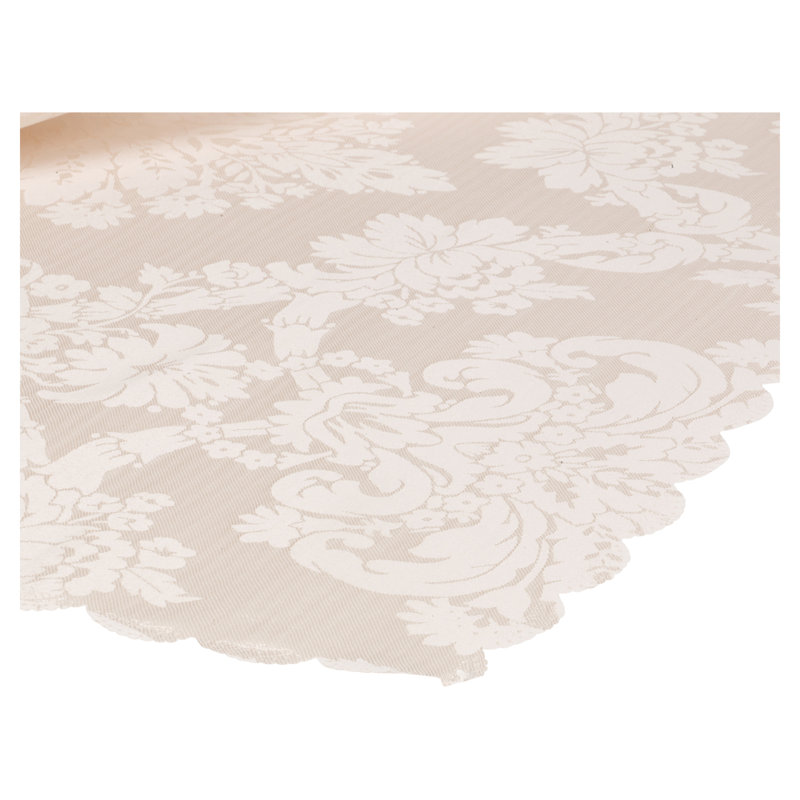 Damask Patterned Tablecloth, 130cm W x 180cm L, Cream