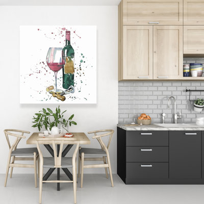 Bouteille de vin rouge, toile illustrative