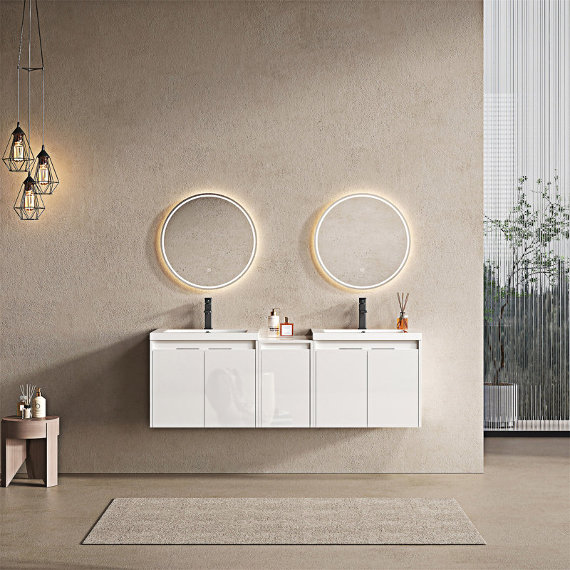 Meuble-lavabo à fixation flottante avec lavabo en résine