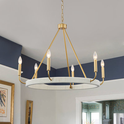 Modern Cottage 6-Light Cotton Thread Entangled Circular Chandelier