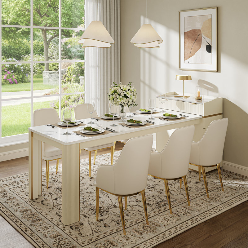 Modern 47" to 93" Extendable Rectangle Dining Table with Light and Storage for 2-7 Seats