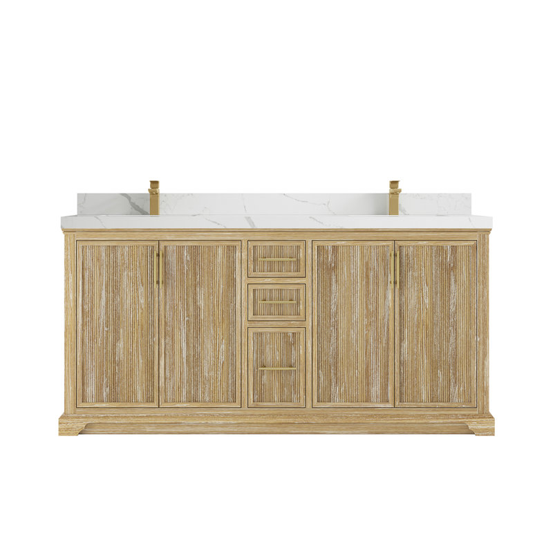 Ensemble de meuble-lavabo double 72 po Enrichetta, Calacatta Laza
