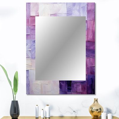 Lilac Lattices Abstract Shapes - Abstract Shapes Decorative Mirror, Purple Wall Mirror, Printed Metal Art